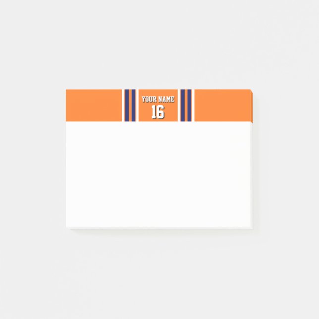 Post-it® Citrouille Orange avec Marine White Stripes Team J (Devant)