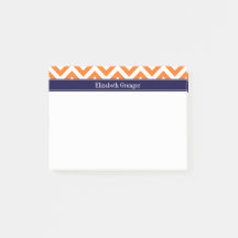 Citrouille Orange Lg Chevron Navy Monogramme Nom