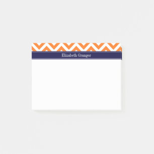 Post-it® Citrouille Orange Lg Chevron Navy Monogramme Nom