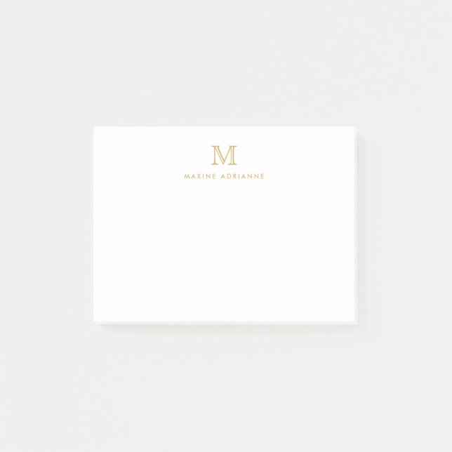 Post-it® Classique Moderne Simple Clair Faux Or Monogramme (Devant)