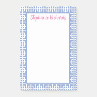 Post-it® Clé grecque bleue et blanche personnalisée, Preppy