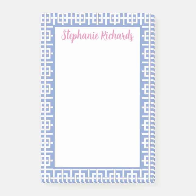 Post-it® Clé grecque bleue et blanche personnalisée, Preppy (Devant)