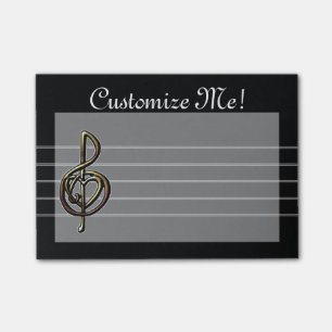 Post-it® Clef triple musicale noire