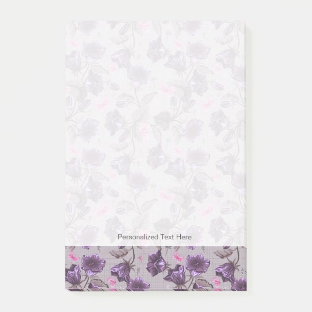 Post-it® cloches à main violette et papillons roses motif (Devant)