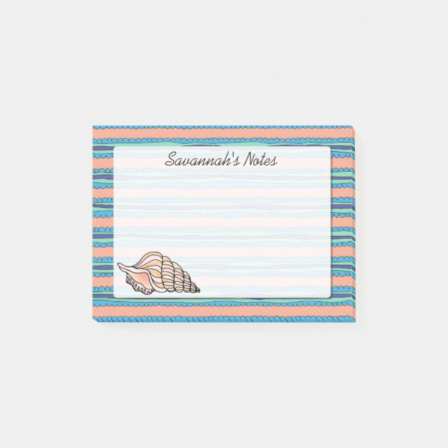 Post-it® Coastal rose Coquille Nom personnalisé (Devant)