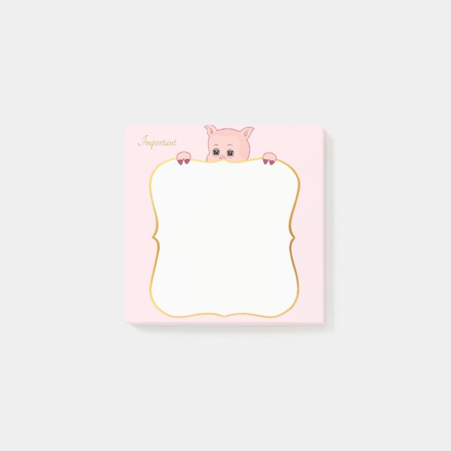 Post-it® Cochon mignon et texte personnalisé (Devant)