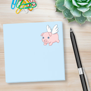 Post-it® Cochon volant - Piglet avec ailes en bleu
