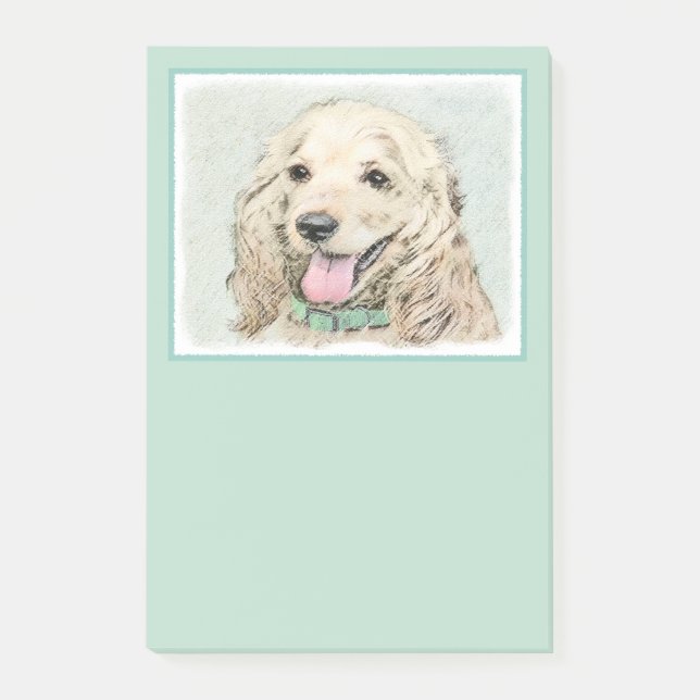 Post-it® Cocker Spaniel Buff Peinture - Art Chien original (Devant)
