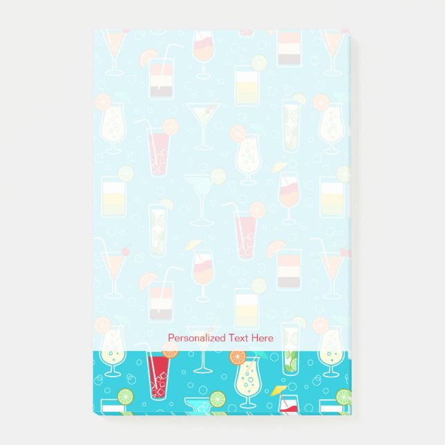 Post-it® Cocktail Motif sur Arrière - plan Turquoise (Devant)