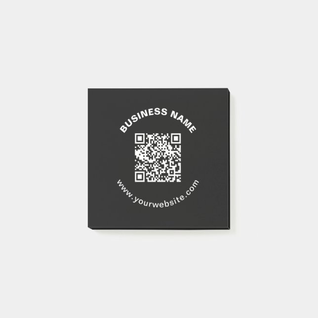 Post-it® Code QR avec nom d'entreprise Texte circulaire gra (Devant)