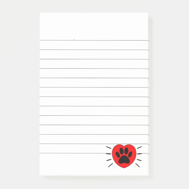 Post-it® Coeur Amoureux des chiens Et Empreinte de patte (Devant)