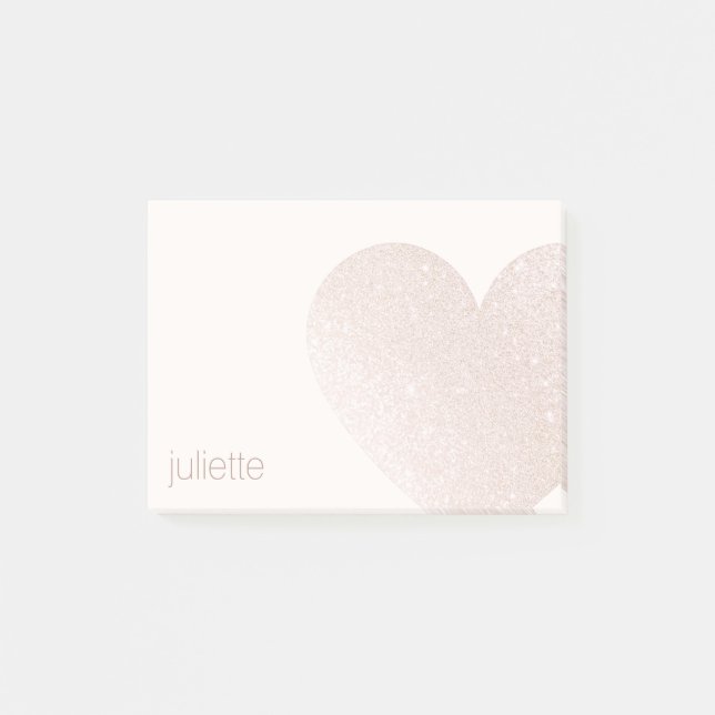 Post-it® Coeur de Parties scintillant rose pâle (Devant)