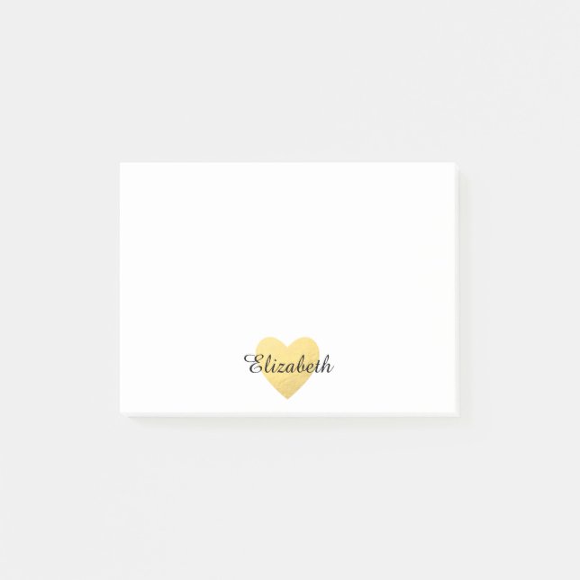 Post-it® Coeur d'or et notes de Courrier-it® personnalisées (Devant)