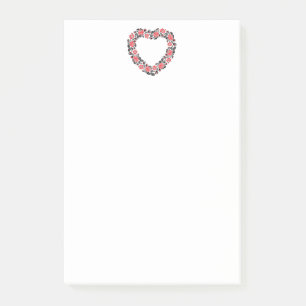 Post-it® Coeur d'origine des fleurs de roses rouges de poin