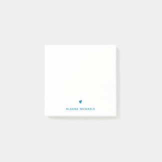 Post-it® Coeur et nom Turquoise tendance