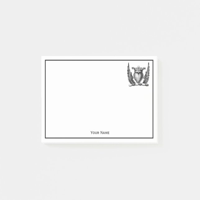 Post-it® Coeur héraldique avec ailes Armoiries Crest (Devant)