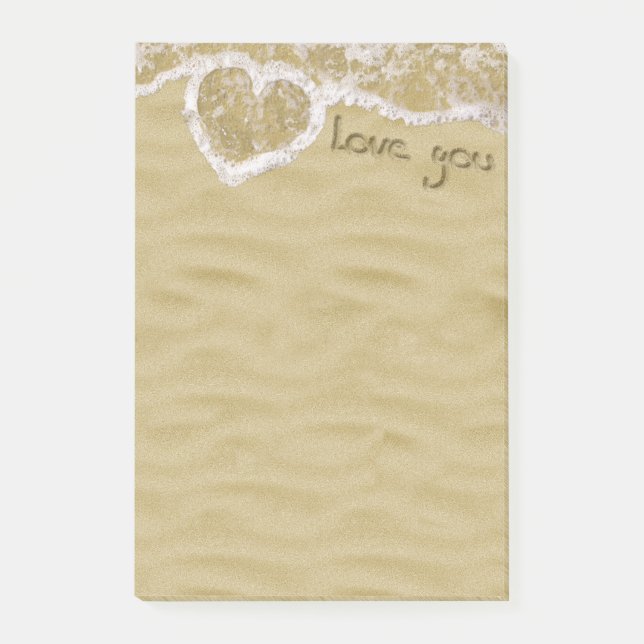 Post-it® Coeur "Love you" écrit dans Sable (Devant)