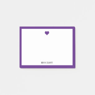Post-it® Coeur pourpre et frontière blanche avec nom