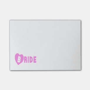 Post-it® Coeur rose de notes de post-it de jeune mariée
