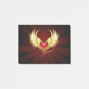 Post-it® Coeur rouge avec ailes d'or