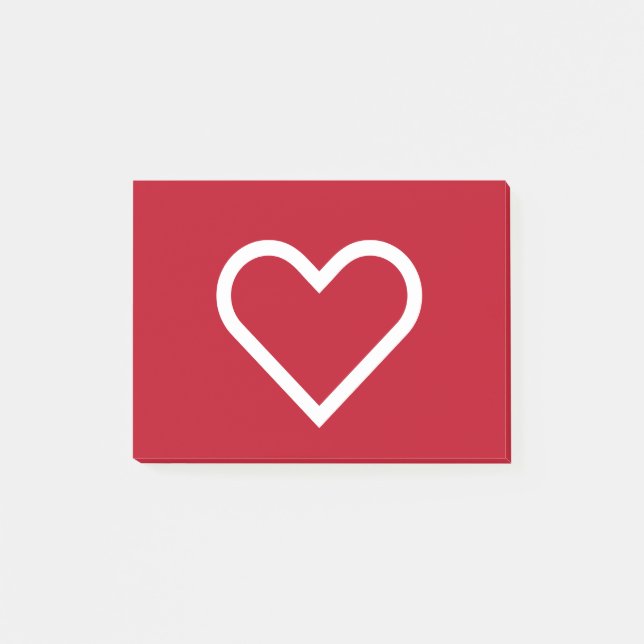 Post-it® Coeur rouge et blanc chic (Devant)