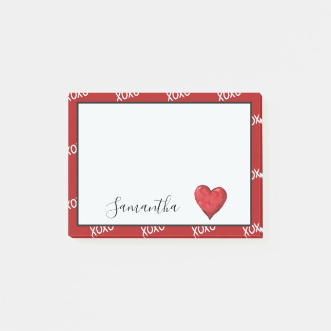 Post-it® Coeur rouge XOXO (Devant)