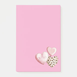 Post-it® Coeurs d'amour Léopard Rose XOXO