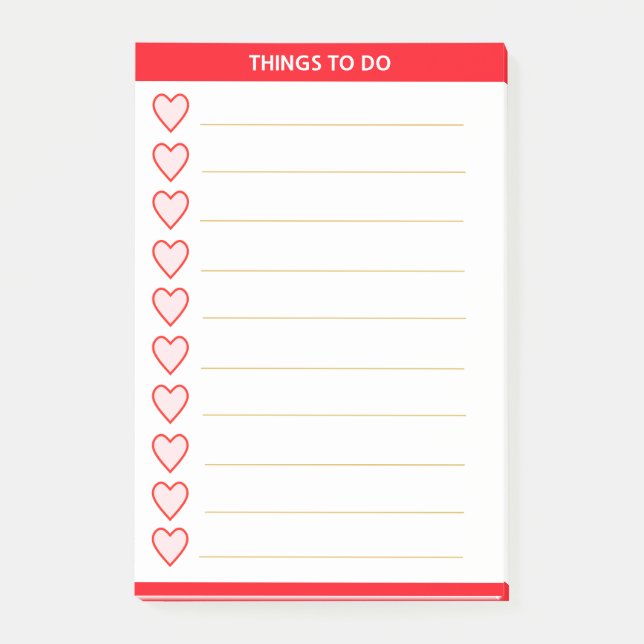 Post-it® Coeurs d'amour Personnalisation des choses à faire (Devant)