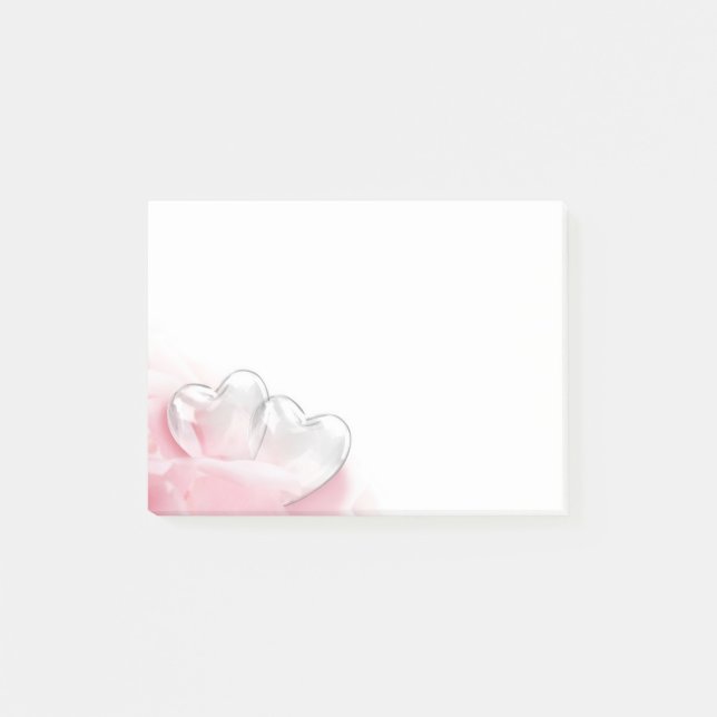 Post-it® Coeurs de verre romantique Pétales Roses (Devant)