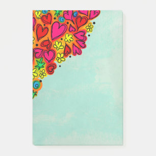 Post-it® Cœurs et fleurs mignons dessinés à la main