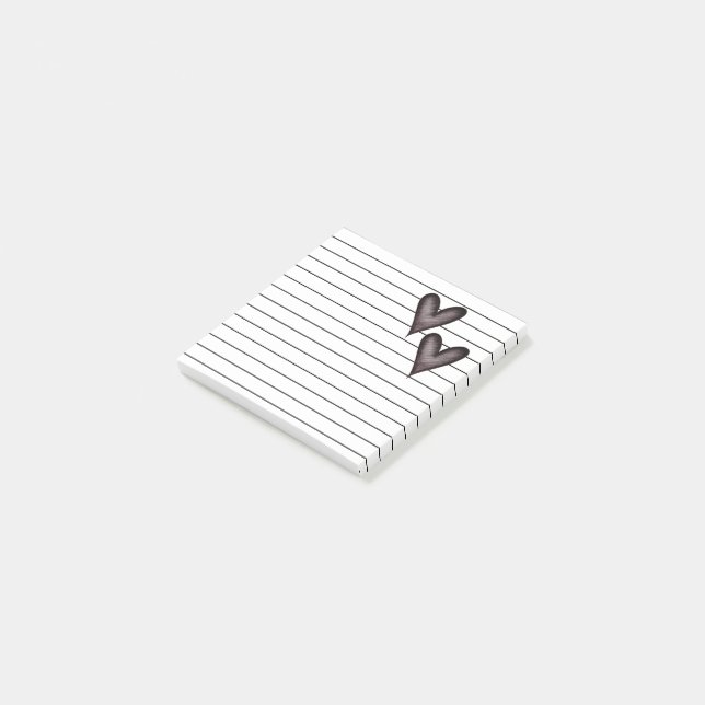 Post-it® Coeurs noirs | Lined (Incliné)