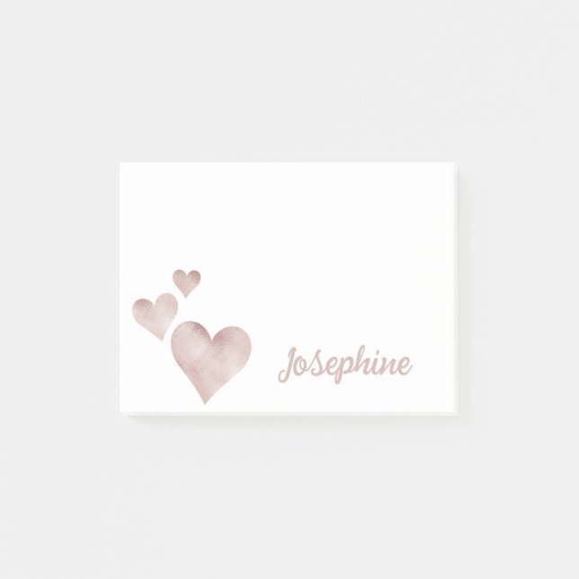 Post-it® Coeurs or Rose mignon Nom de la fille personnalisé (Devant)