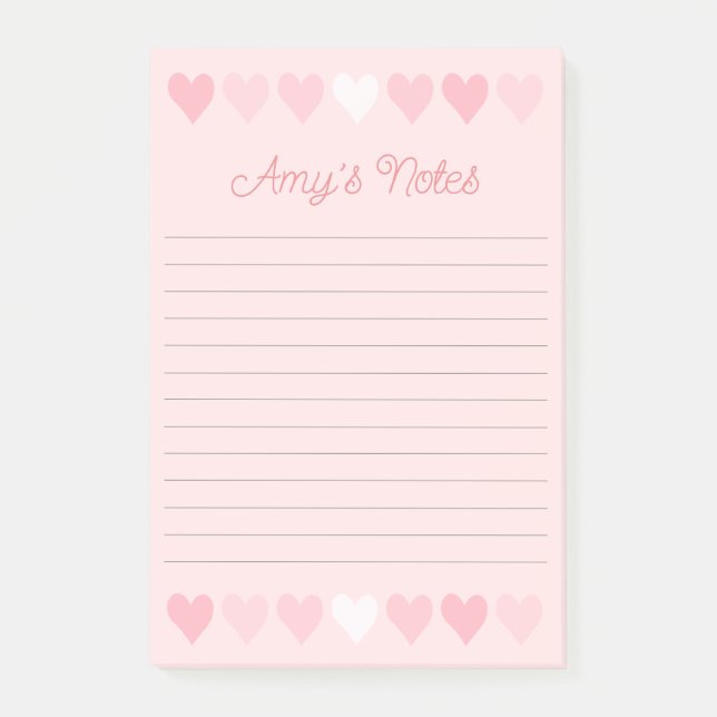 Post-it® Coeurs roses doux (Devant)