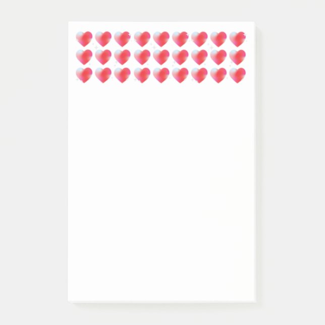 Post-it® Coeurs rouges amour romantique, Saint Valentin (Devant)