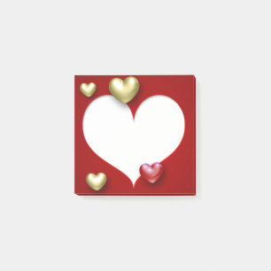 Post-it® Coeurs rouges modernes de Valentine d'or