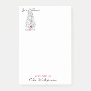 Post-it® Coiffure moderne Noir Blanc Vave Cheveux Rose Bow