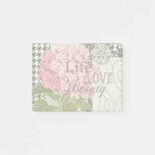 Post-it® Collage d'hortensia rose chic Art damassé vintage