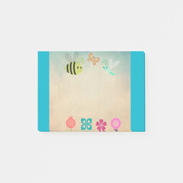 Post-it® Collection Whimsical joyeuse de fleurs et de bogue (Devant)