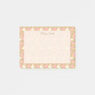Post-it® Conception de bordure florale oiseau pastel élégan