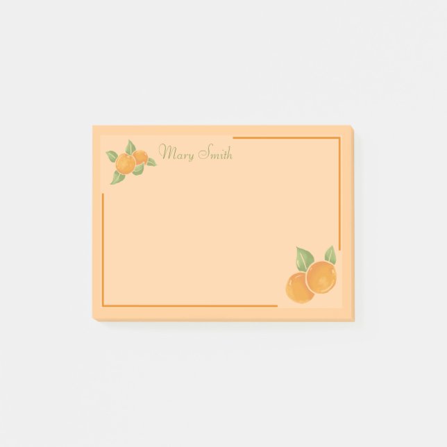 Post-it® Conception de bordure orange agrumes chaleureuse (Devant)