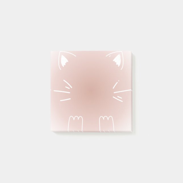 Post-it® Conception de chat à dégradé rose pastel (Devant)