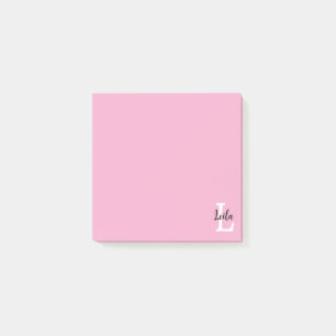 Post-it® Conception de nom personnalisé en monogramme rose