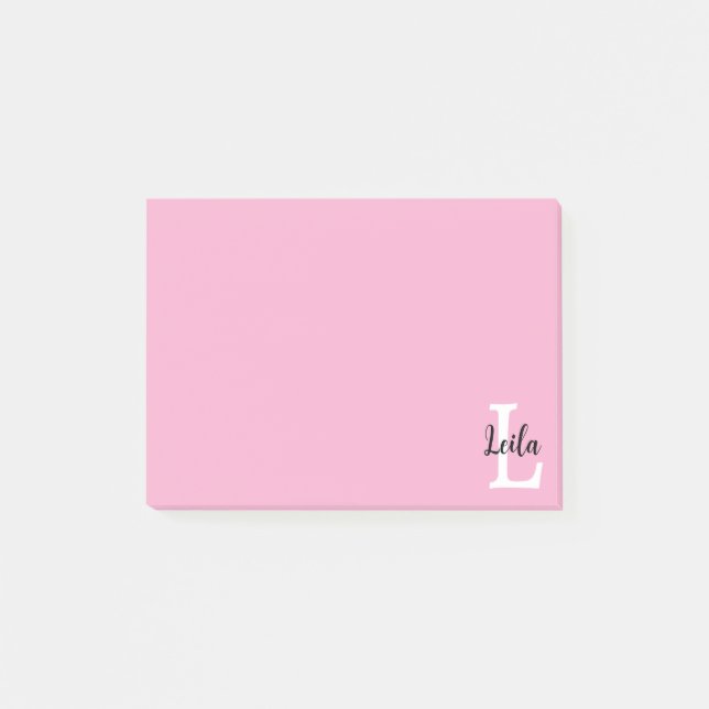 Post-it® Conception de nom personnalisé en monogramme rose (Devant)