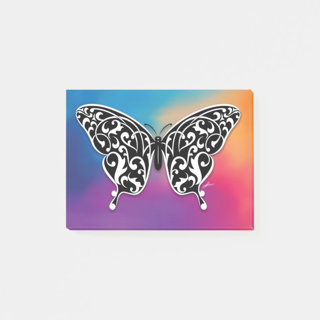Post-it® Conception de papillon avec des couleurs de couche (Devant)
