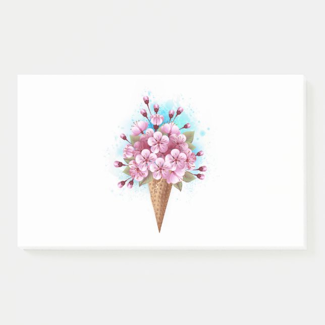 Post-it® Cône rose Sakura crème glacée gaufre (Devant)