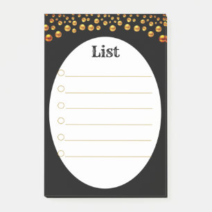 Post-it® Confettis dorés sur Post_It Notes noires et blanch