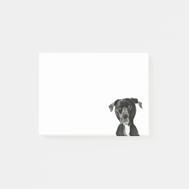 Post-it® "Contemplant" la peinture de chien de pitbull (Devant)