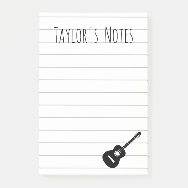 Post-it® Cool Guitare Nom personnalisé Notes post-it (Devant)