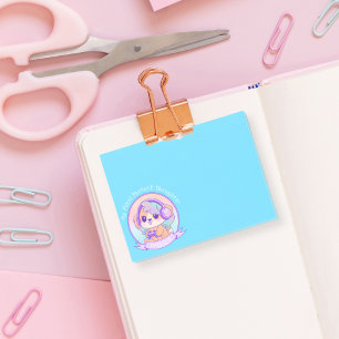 Post-it® Cool Kawaii Gamer Girl Chien dans Bébé Bleu