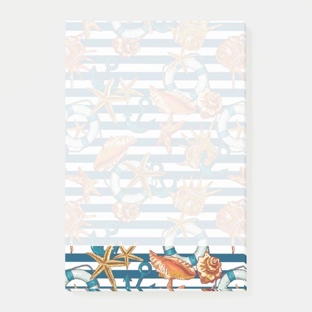 Post-it® Coquillages Et Motif De Ancre (Devant)